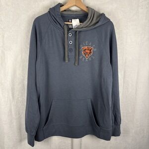 Chicago Bears NFL Team Apparel Henley Pullover Hoodie Mens Size Large NWT